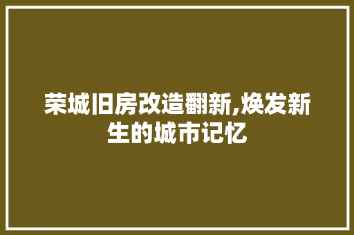 荣城旧房改造翻新,焕发新生的城市记忆