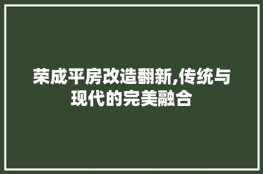 荣成平房改造翻新,传统与现代的完美融合