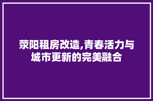 荥阳租房改造,青春活力与城市更新的完美融合