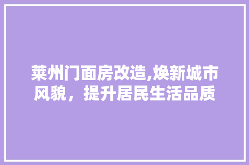 莱州门面房改造,焕新城市风貌，提升居民生活品质