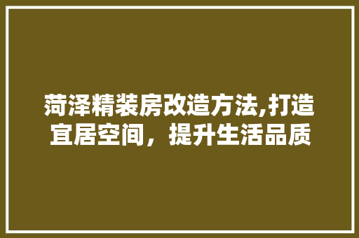菏泽精装房改造方法,打造宜居空间，提升生活品质 墙面装饰