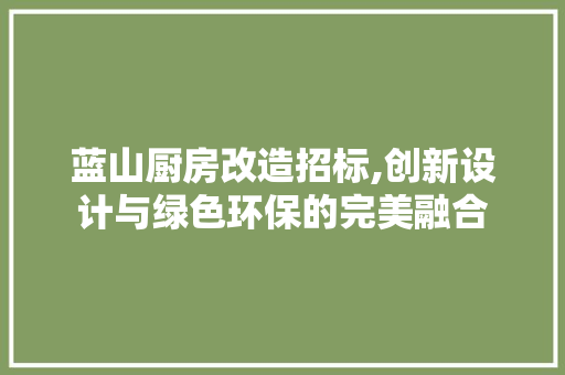 蓝山厨房改造招标,创新设计与绿色环保的完美融合 建筑设计