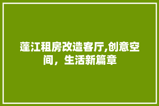 蓬江租房改造客厅,创意空间，生活新篇章 装修攻略