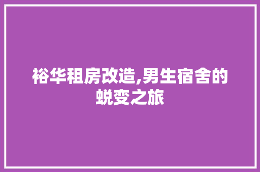 裕华租房改造,男生宿舍的蜕变之旅 建筑设计