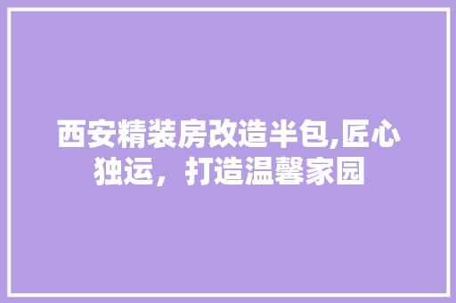 西安精装房改造半包,匠心独运，打造温馨家园