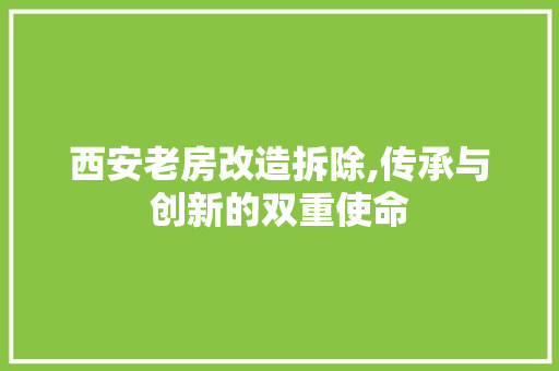 西安老房改造拆除,传承与创新的双重使命 建筑设计