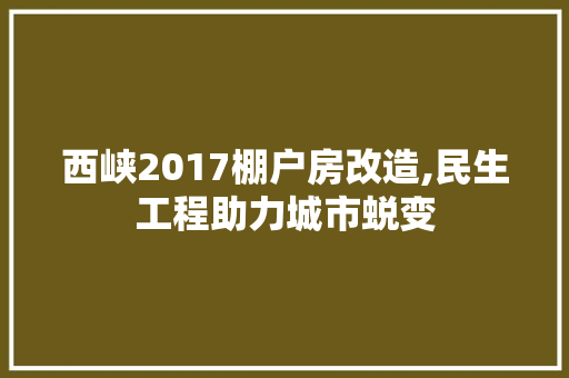 西峡2017棚户房改造,民生工程助力城市蜕变