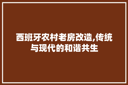 西班牙农村老房改造,传统与现代的和谐共生