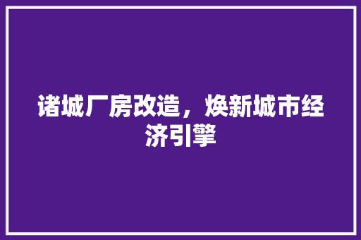 诸城厂房改造，焕新城市经济引擎