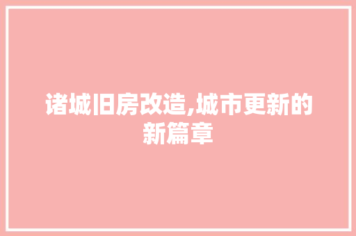 诸城旧房改造,城市更新的新篇章