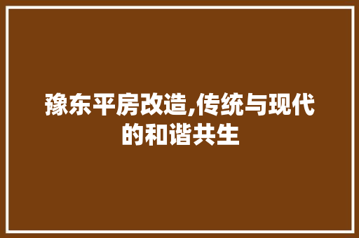 豫东平房改造,传统与现代的和谐共生 装修攻略
