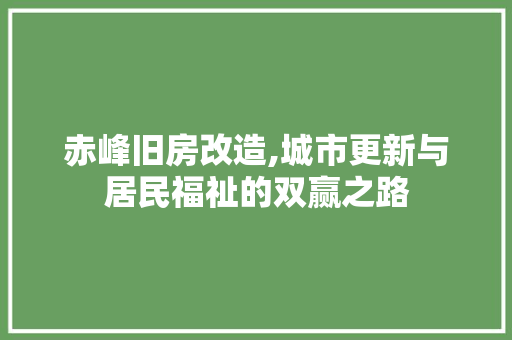 赤峰旧房改造,城市更新与居民福祉的双赢之路