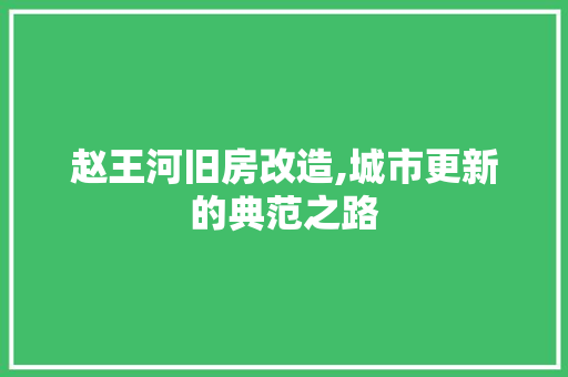 赵王河旧房改造,城市更新的典范之路 装修攻略