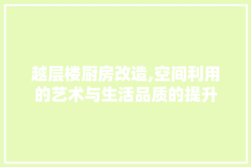 越层楼厨房改造,空间利用的艺术与生活品质的提升