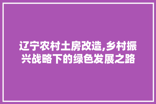 辽宁农村土房改造,乡村振兴战略下的绿色发展之路 庭院装修