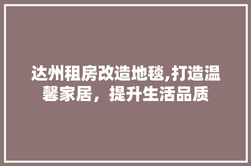 达州租房改造地毯,打造温馨家居，提升生活品质