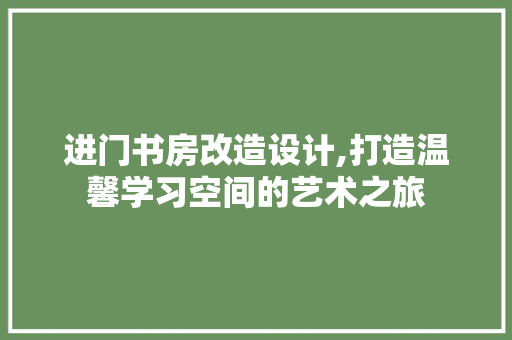 进门书房改造设计,打造温馨学习空间的艺术之旅