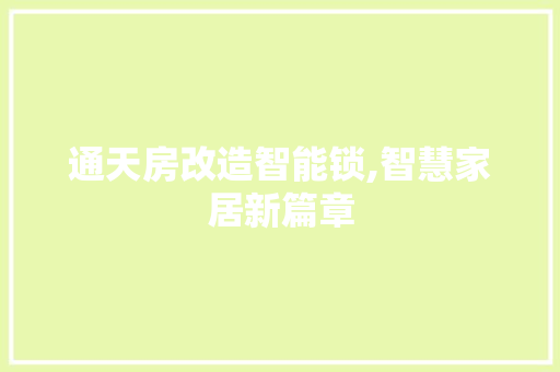 通天房改造智能锁,智慧家居新篇章