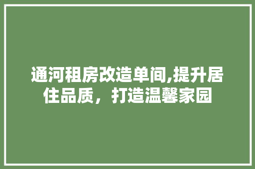 通河租房改造单间,提升居住品质，打造温馨家园