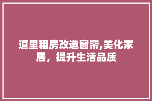 道里租房改造窗帘,美化家居，提升生活品质 装修攻略