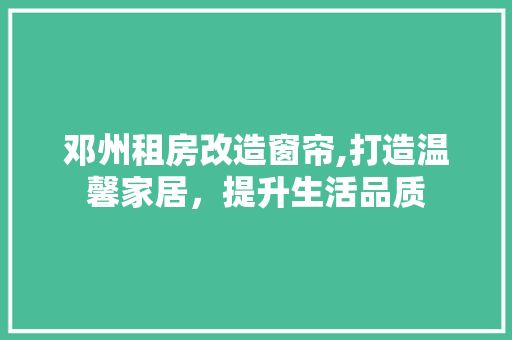 邓州租房改造窗帘,打造温馨家居，提升生活品质 墙面装饰