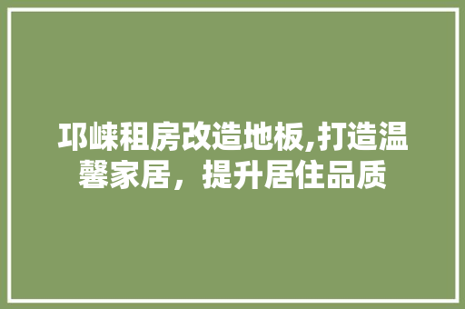 邛崃租房改造地板,打造温馨家居，提升居住品质