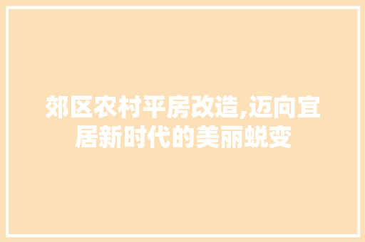 郊区农村平房改造,迈向宜居新时代的美丽蜕变 隔断设计