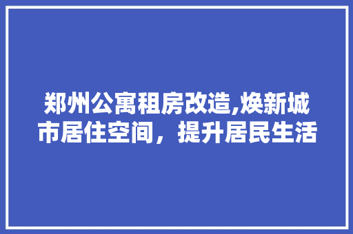 郑州公寓租房改造,焕新城市居住空间，提升居民生活品质