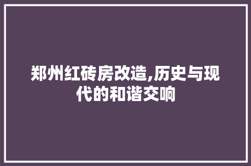 郑州红砖房改造,历史与现代的和谐交响 装修攻略