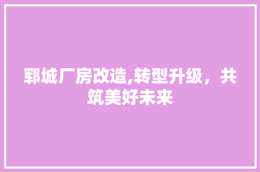 郓城厂房改造,转型升级，共筑美好未来