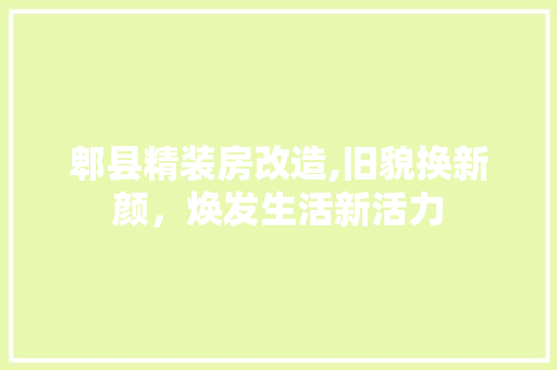 郫县精装房改造,旧貌换新颜，焕发生活新活力 建筑设计