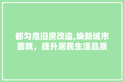 都匀危旧房改造,焕新城市面貌，提升居民生活品质