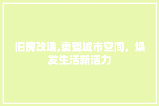 旧房改造,重塑城市空间，焕发生活新活力 庭院装修
