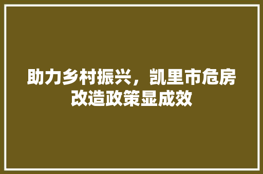 助力乡村振兴，凯里市危房改造政策显成效