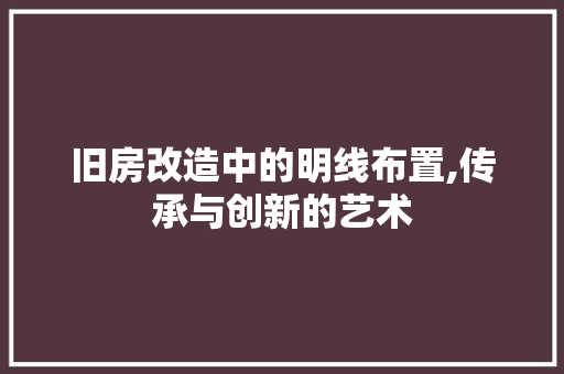 旧房改造中的明线布置,传承与创新的艺术