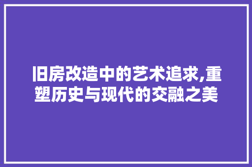 旧房改造中的艺术追求,重塑历史与现代的交融之美 墙面装饰