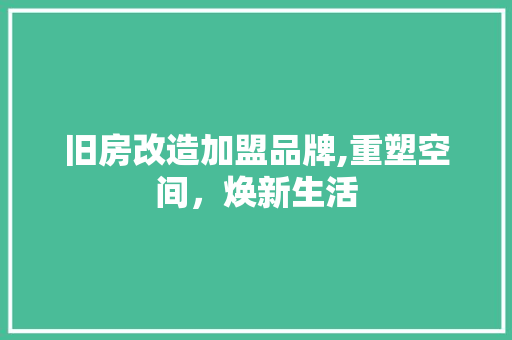 旧房改造加盟品牌,重塑空间，焕新生活 景观设计