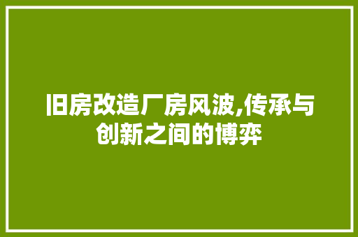 旧房改造厂房风波,传承与创新之间的博弈 建筑设计