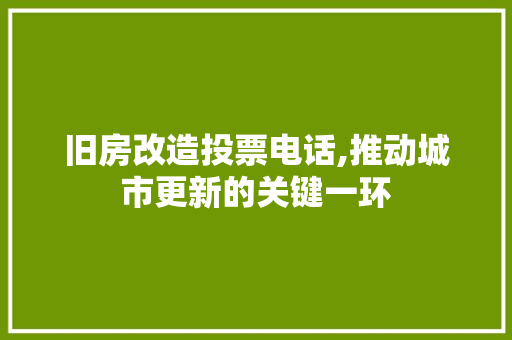 旧房改造投票电话,推动城市更新的关键一环 门窗装修