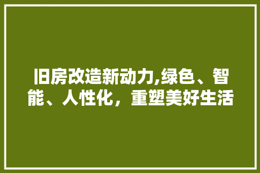 旧房改造新动力,绿色、智能、人性化，重塑美好生活空间