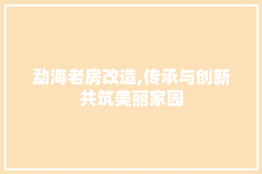 勐海老房改造,传承与创新共筑美丽家园