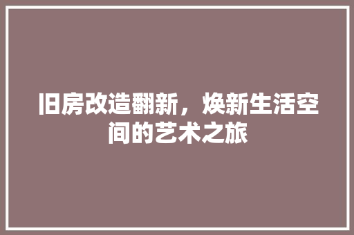 旧房改造翻新，焕新生活空间的艺术之旅