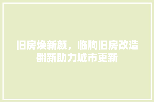 旧房焕新颜，临朐旧房改造翻新助力城市更新 景观设计