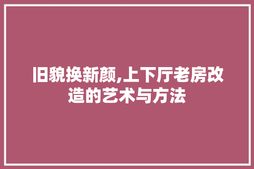 旧貌换新颜,上下厅老房改造的艺术与方法