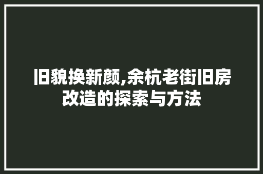 旧貌换新颜,余杭老街旧房改造的探索与方法 装修材料