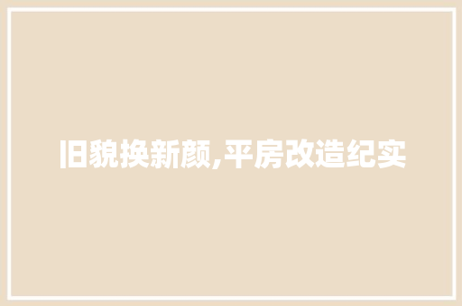 旧貌换新颜,平房改造纪实