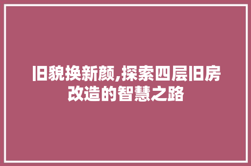 旧貌换新颜,探索四层旧房改造的智慧之路 装修材料