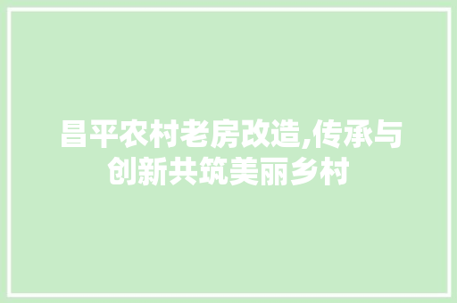 昌平农村老房改造,传承与创新共筑美丽乡村 墙面装饰