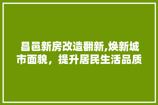 昌邑新房改造翻新,焕新城市面貌，提升居民生活品质