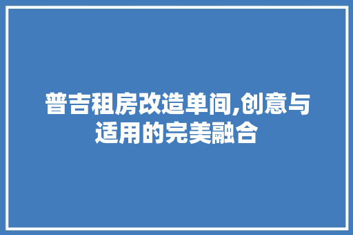 普吉租房改造单间,创意与适用的完美融合 门窗装修